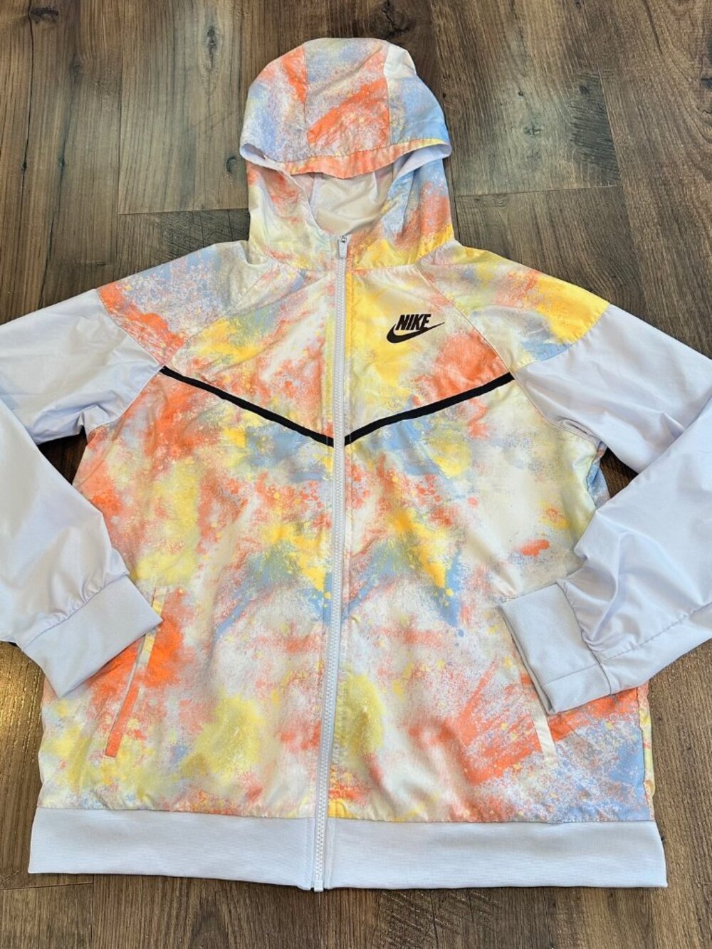 GUC Nike Jacket Kid's Multi Color Splatter Lightweight Hooded Windbreaker, XL+